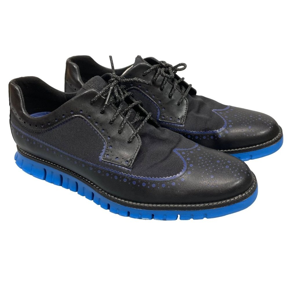 Cole Haan Wingtip Longwing Oxford C21154 ZeroGrand OS Black Blue Soles Mens 9.5W